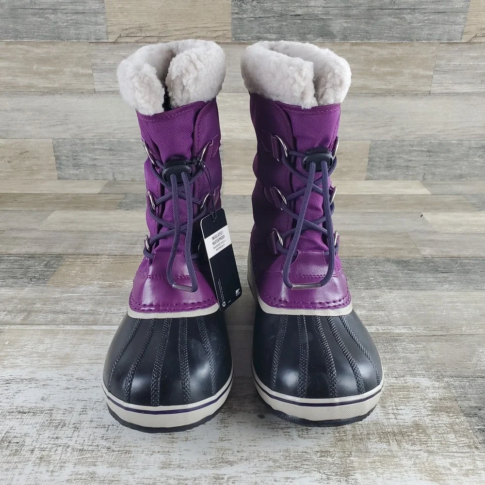 Sorel Yoot Pac Womens Snow Boots Sz 7 Purple Black Waterproof Non-Slip Winter